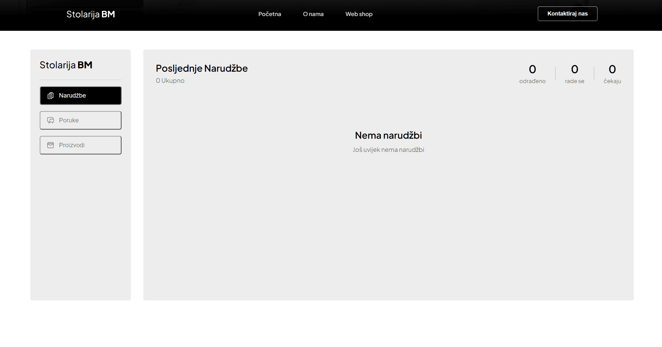 The Stolarija-BM admin dashboard